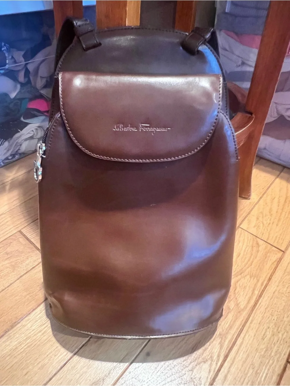 Salvatore Ferragamo - Vintage Brown Leather Backpack/Shoulder/Crossbody